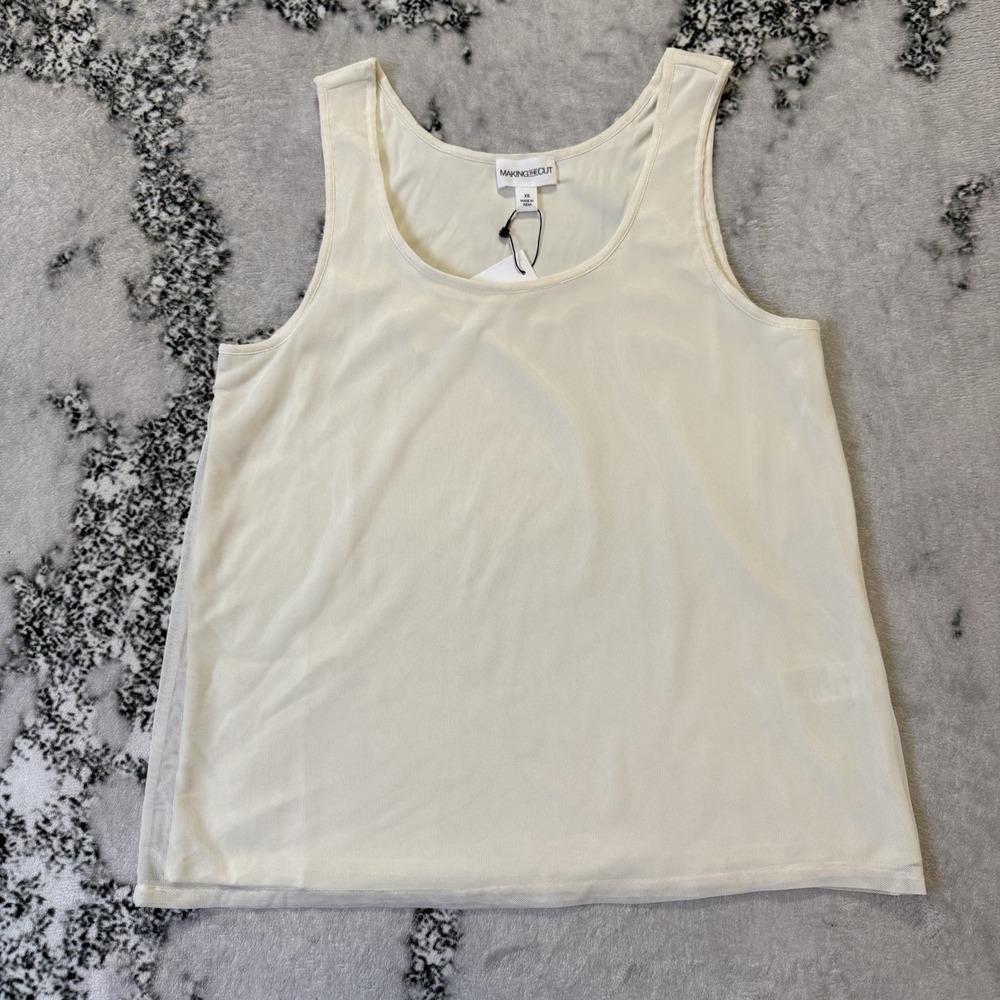 Making The Cut Tank‎ Top Womens Size XS White Cropped Mesh Stretch Breathable